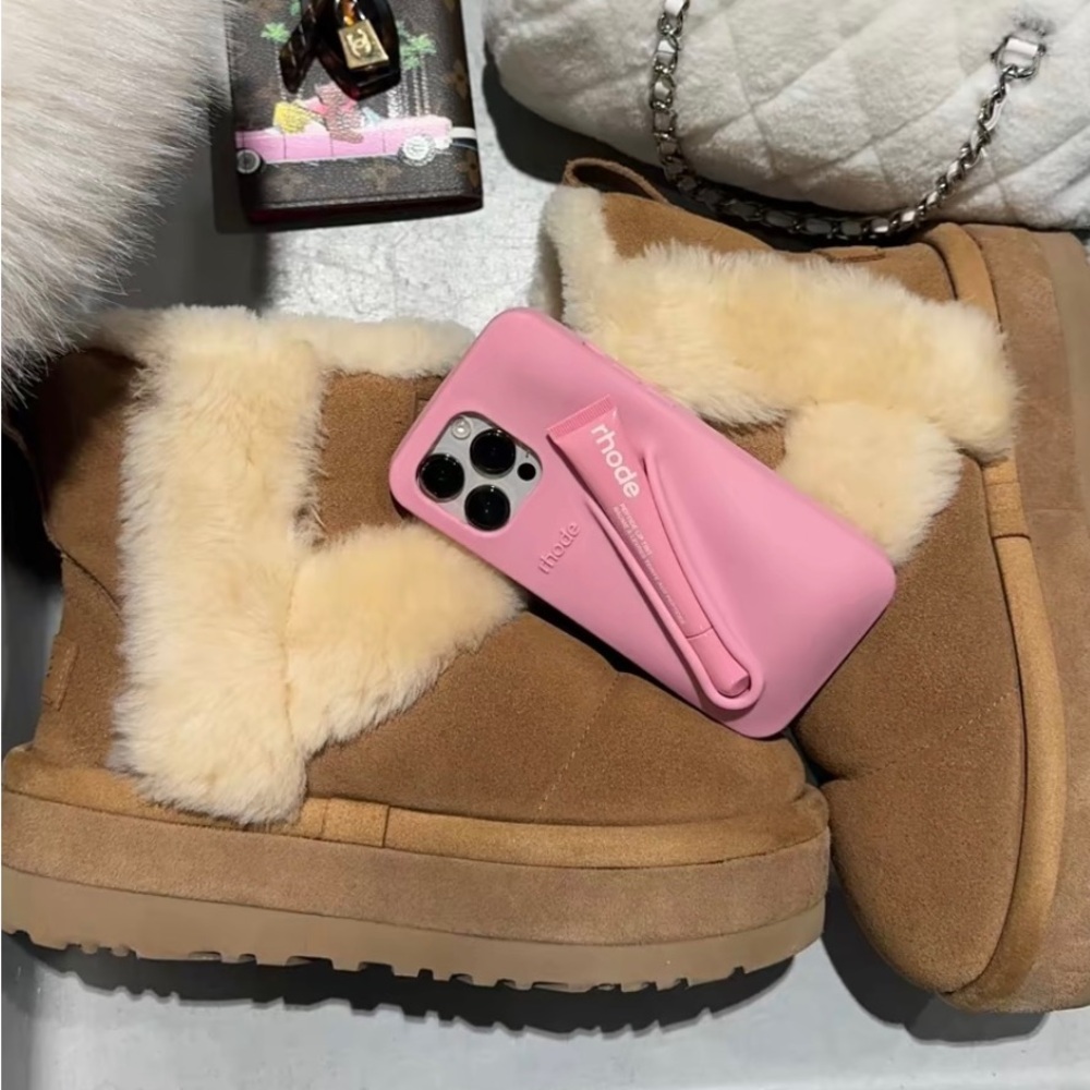 Womens Platform Fur Mid Ankle Camel Boots